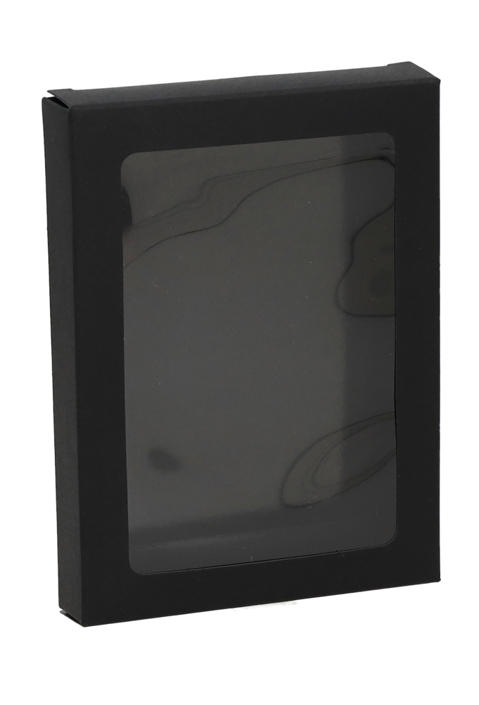 Cadeaudoosjes Jura Zwart met Venster 13.8x10.2x2.1cm 25stuks Cadeaudoosjes Jura Zwart met Venster 13.8x10.2x2.1cm 25stuks