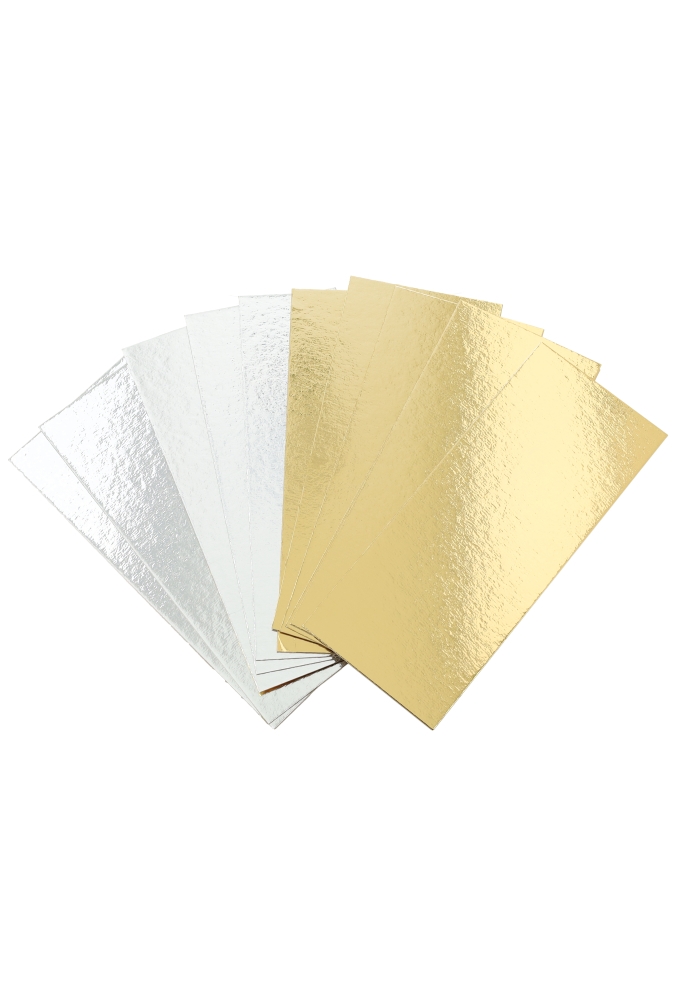 Kartonnen Bodem 20.5cm x 8.5cm Goud & Zilver 100stuks Kartonnen Bodem 20.5cm x 8.5cm Goud & Zilver 100stuks