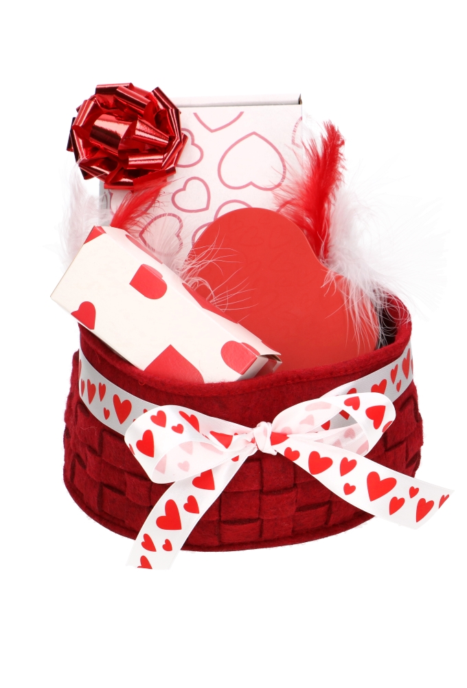 Geschenkmandje Vilt Bordeaux 14x6.5cm 1st & GRATIS STRIKJES & ZAKJES