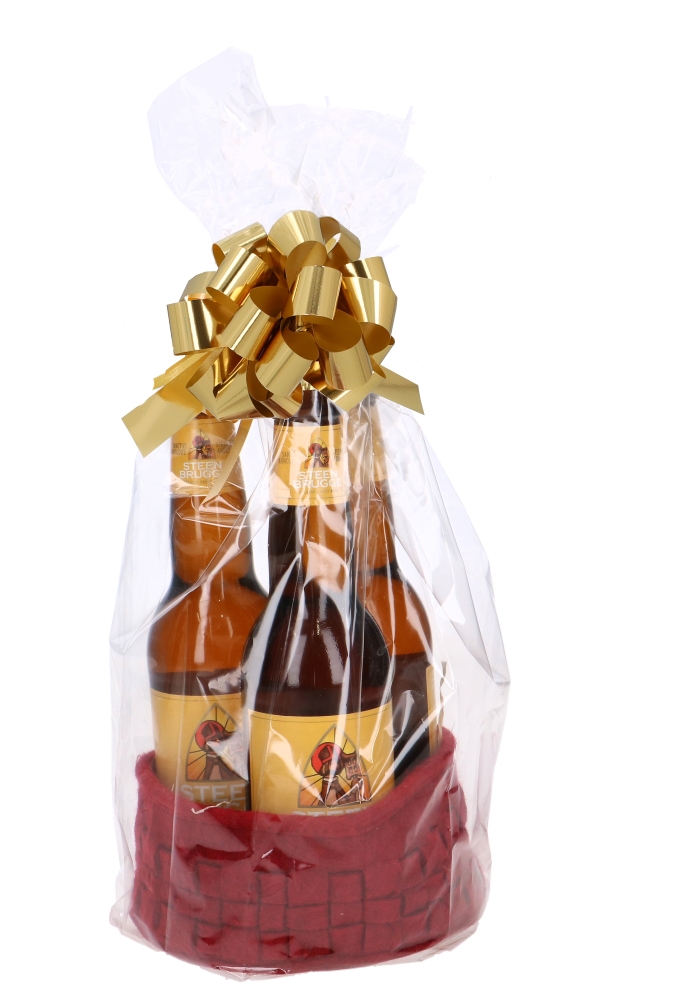 Bierverpakking Vilt Mandje 3 Flesjes Bier Bordeaux 14x6.5cm 1 stuks