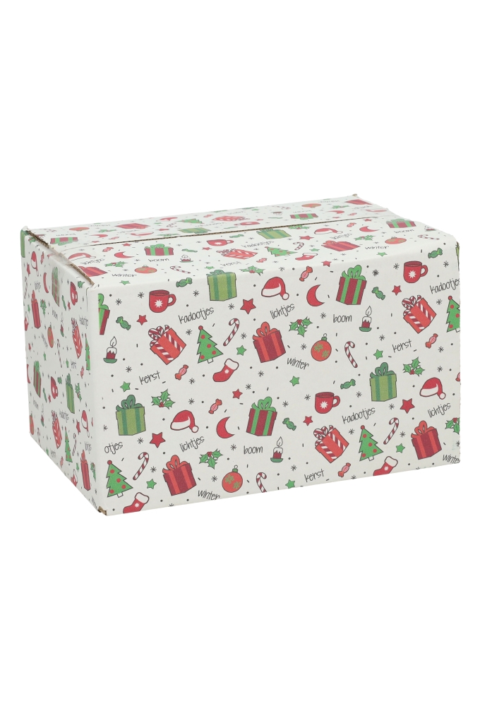 Geschenkdozen Kerstprint 21.5x15x12cm 30stuks
