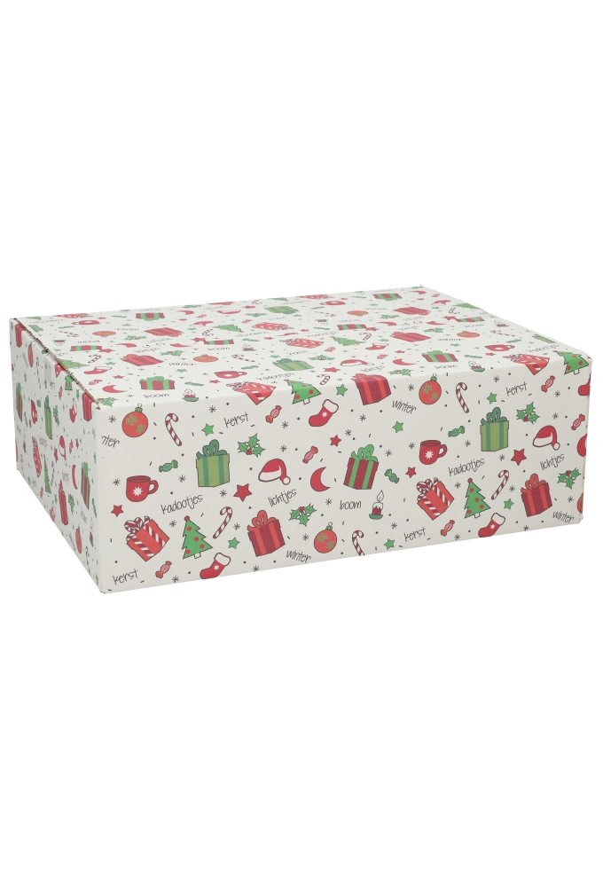 Geschenkdozen Kerstprint 39x29x13cm 15stuks