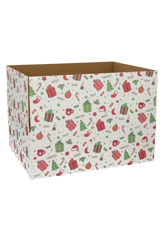 Geschenkdozen Kerstprint 39x29x13cm 15stuks
