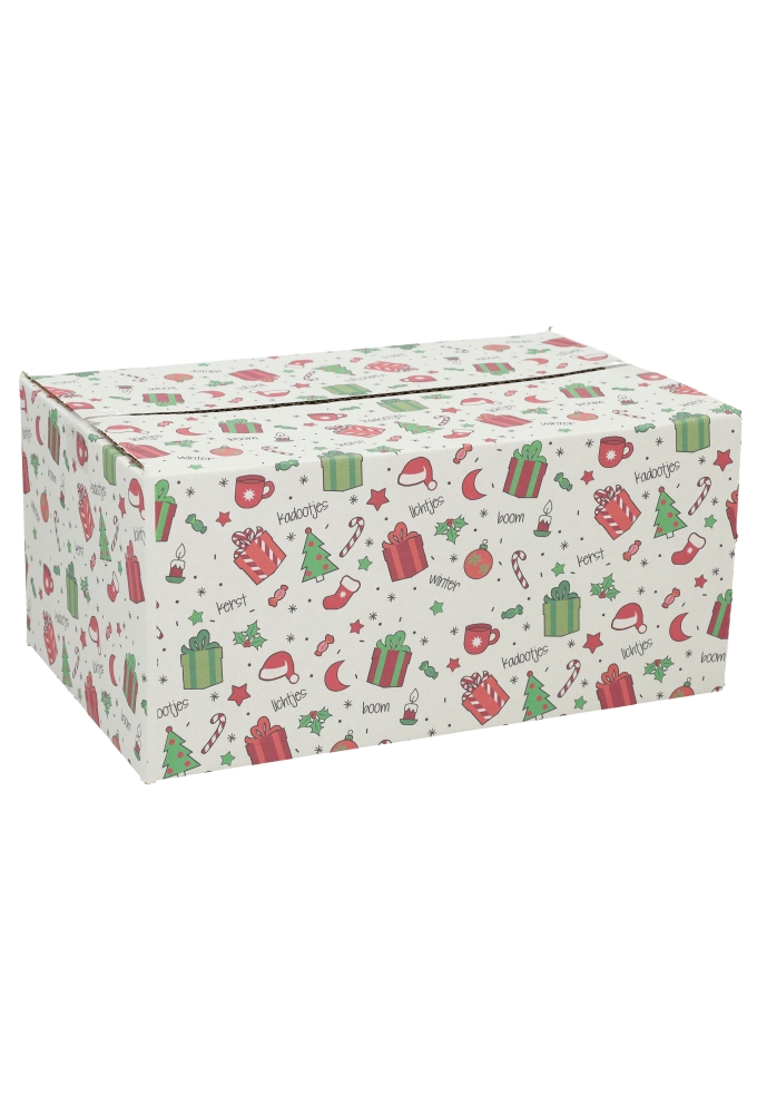Geschenkdozen Kerstprint 31x20x14cm 30stuks