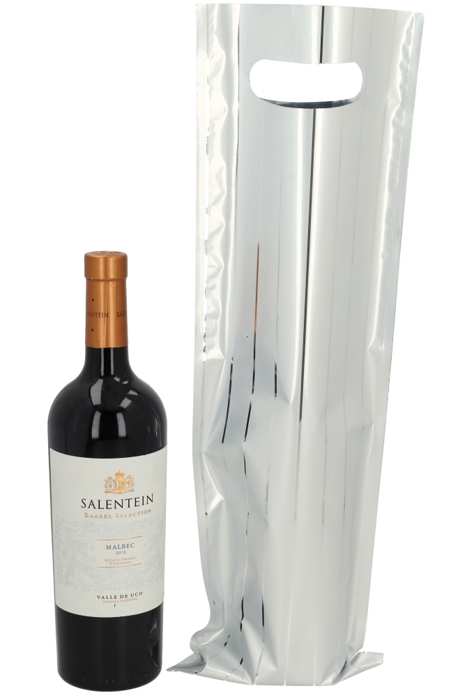 Wijntasjes Titan Line Folie Metallic Zilver 17x50cm 100 stuks OP IS OP