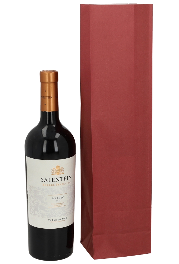 Luxe Wijnzak Met Blokbodem Bordeaux 10x8x41cm 50stuks