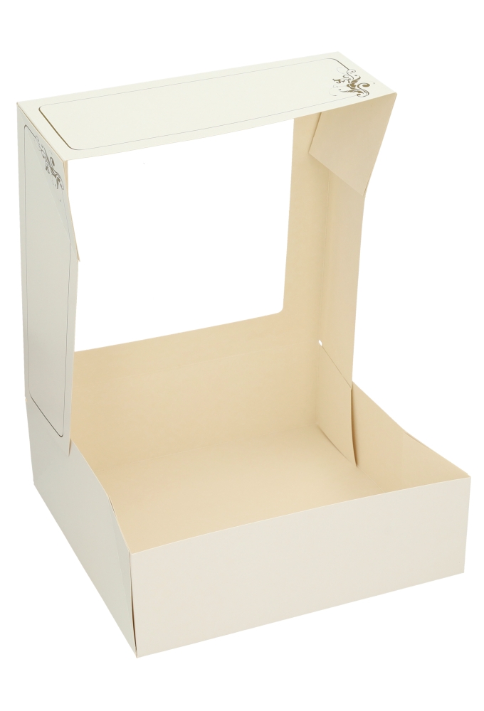 Gebaksdoos Wit Met Klep & Venster 25x25x8cm 270gram 150stuks