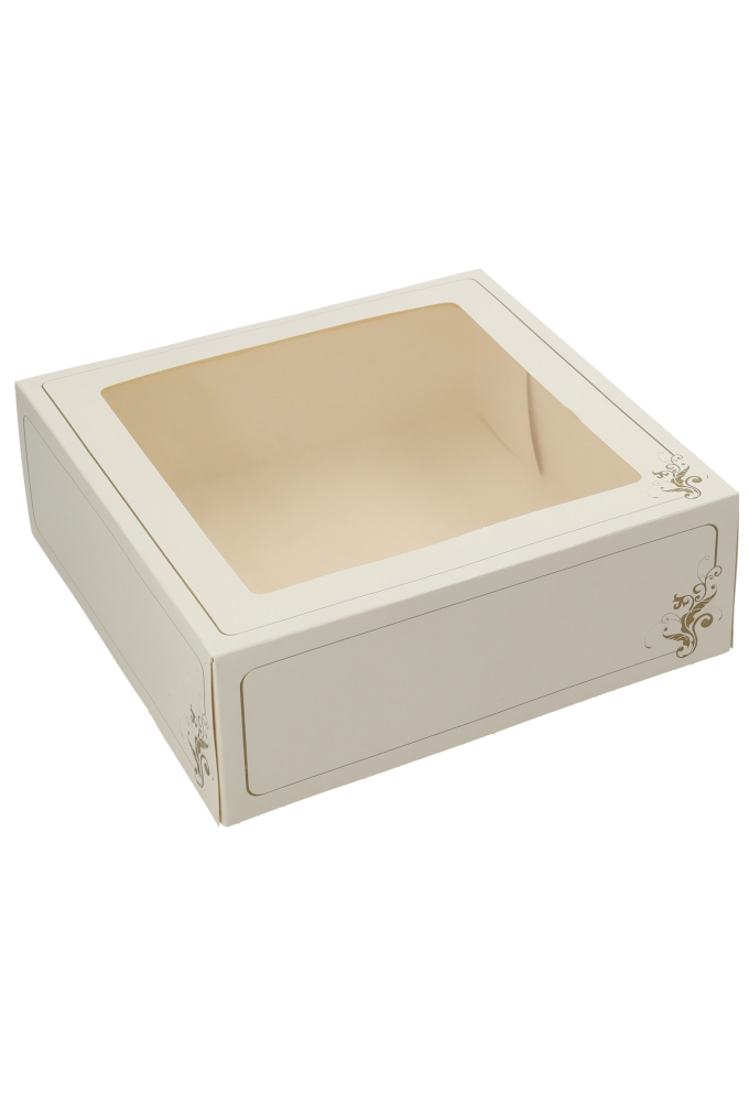 Gebaksdoos Wit Met Klep & Venster 23x23x8cm 250gram 225stuks