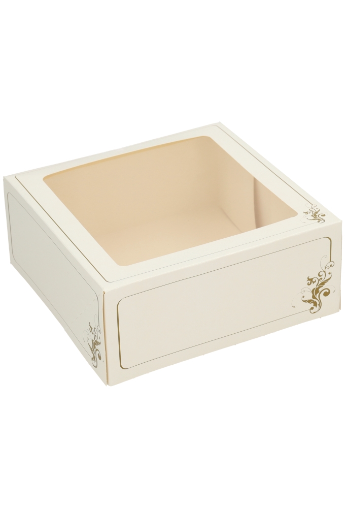 Gebaksdoos Wit Met Klep & Venster 19x19x8cm 250gram 275stuks