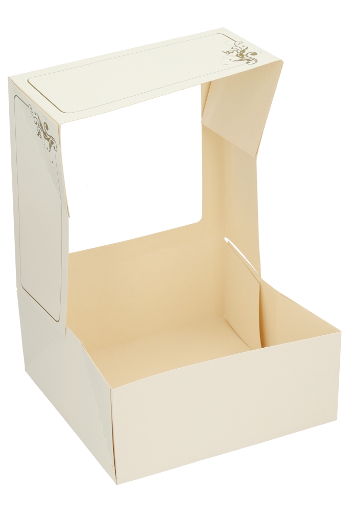 Gebaksdoos Wit Met Klep & Venster 19x19x8cm 250gram 275stuks