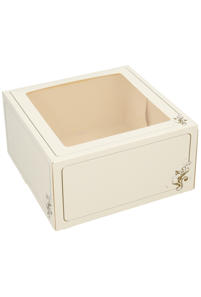 Gebaksdoos Hoog Wit Met Klep & Venster 23x23x12cm 290gr 50stuks