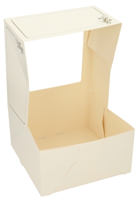Gebaksdoos Hoog Wit Met Klep & Venster 23x23x12cm 290gr 50stuks Gebaksdoos Hoog Wit Met Klep & Venster 23x23x12cm 290gr 50stuks
