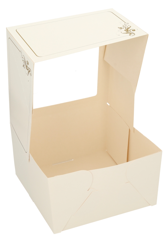 Gebaksdoos Hoog Wit Met Klep & Venster 21x21x12cm 270gr 50stuks Gebaksdoos Hoog Wit Met Klep & Venster 21x21x12cm 270gr 50stuks