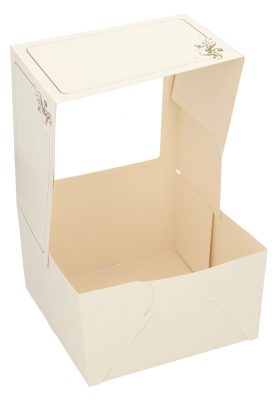Gebaksdoos Hoog Wit Met Klep & Venster 21x21x12cm 270gr 50stuks Gebaksdoos Hoog Wit Met Klep & Venster 21x21x12cm 270gr 50stuks
