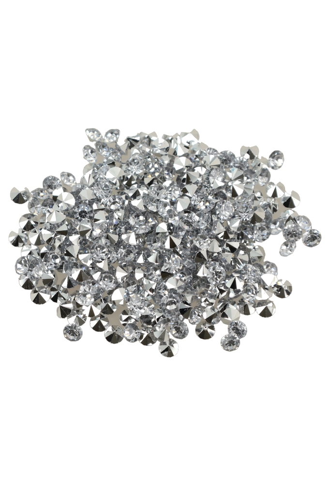 Decoratie Strooi Diamantjes Zilver 4mm zakje van 50gram Decoratie Strooi Diamantjes Zilver 4mm zakje van 50gram