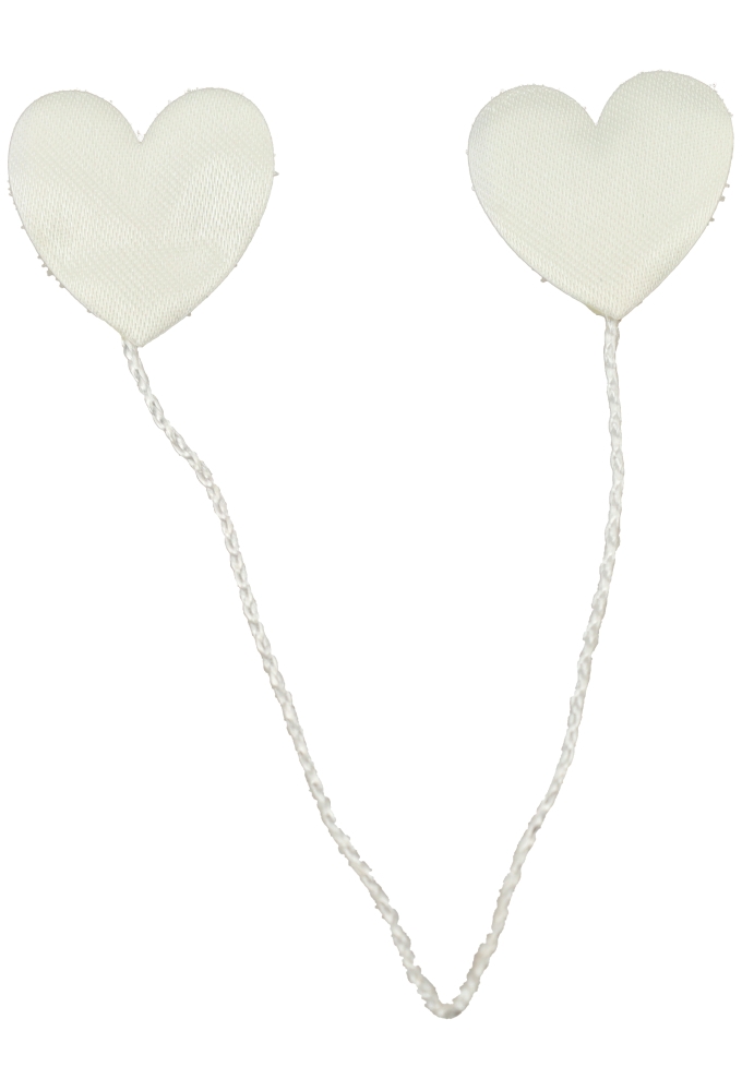 Decoratie Satijn Hartje Wit Met IJzerdraad 24 stuks