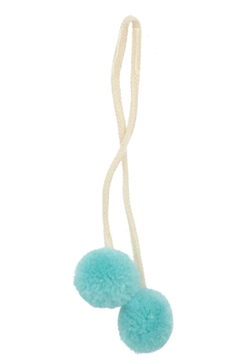 Decoratie Pompons aan Koord Blauw 2cm 24stuks OP IS OP Decoratie Pompons aan Koord Blauw 2cm 24stuks OP IS OP