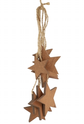 Decoratie Hanger Mobiel Houten Sterren & Koord 33cm 1stuks OP IS OP Decoratie Hanger Mobiel Houten Sterren & Koord 33cm 1stuks OP IS OP