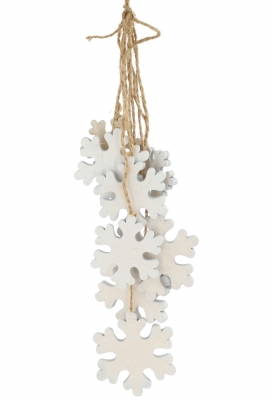 Decoratie Hanger Mobiel Houten Sneeuwvlokken & Koord 33cm 1stuks Decoratie Hanger Mobiel Houten Sneeuwvlokken & Koord 33cm 1stuks