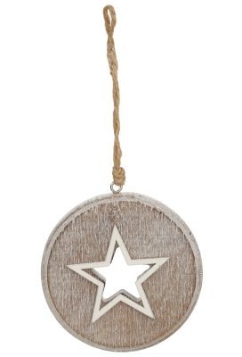 Decoratie Hanger Houten Ster & Koord 8cm 1stuks OP IS OP Decoratie Hanger Houten Ster & Koord 8cm 1stuks OP IS OP