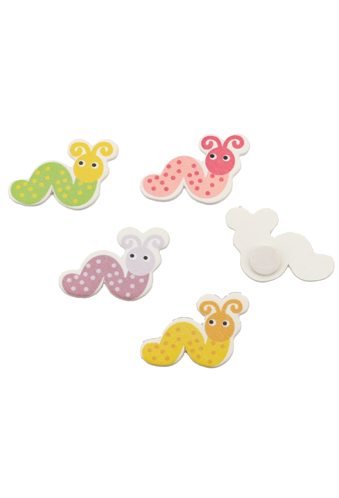 Decoplakkers Houten Rups Assortie Met Plakker 100stuks