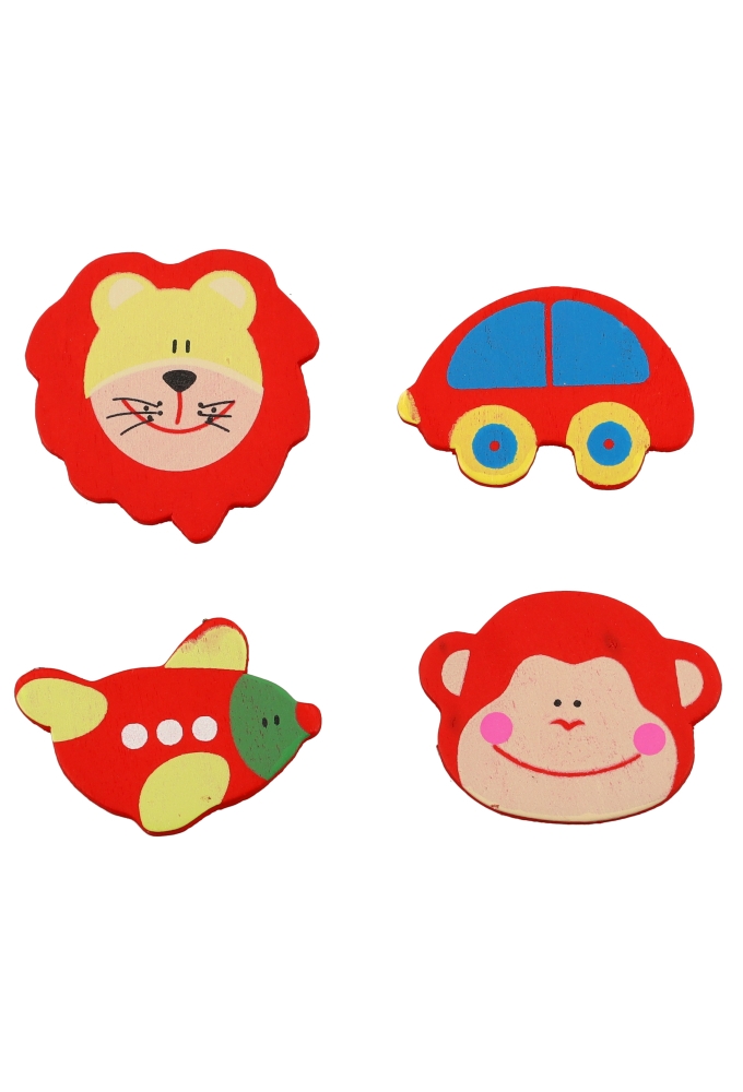 Decoplakkers Houten Aap.Tijger.Auto.Vliegtuig Rood 100stuks OP IS OP