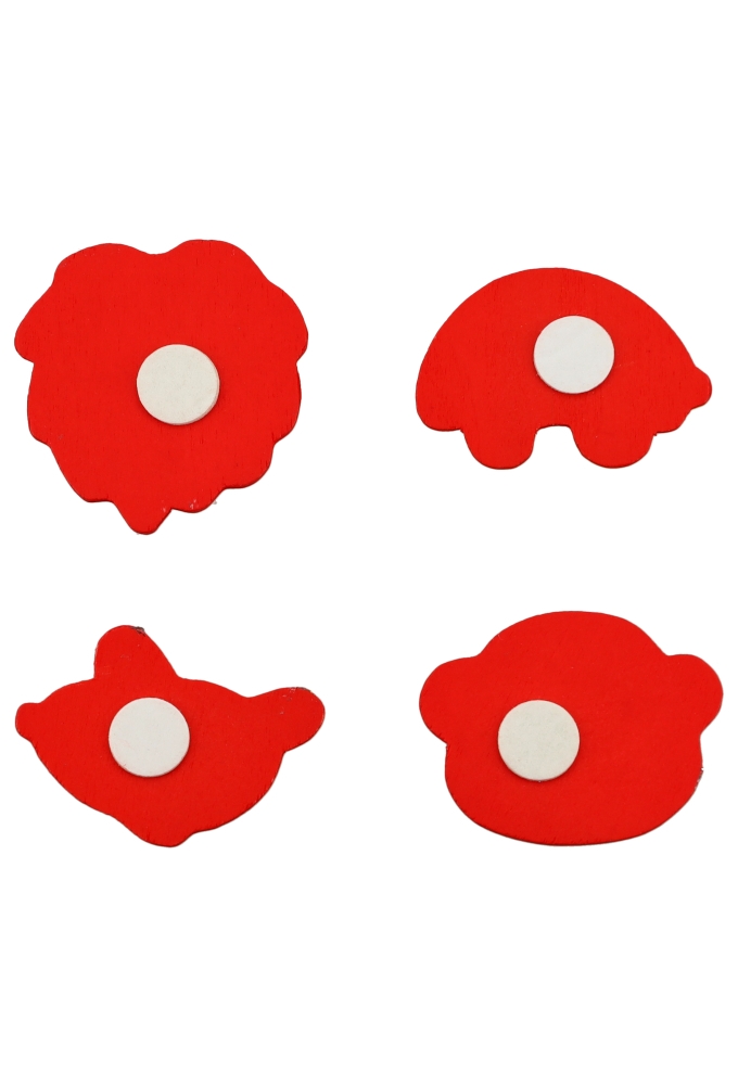 Decoplakkers Houten Aap.Tijger.Auto.Vliegtuig Rood 100stuks OP IS OP