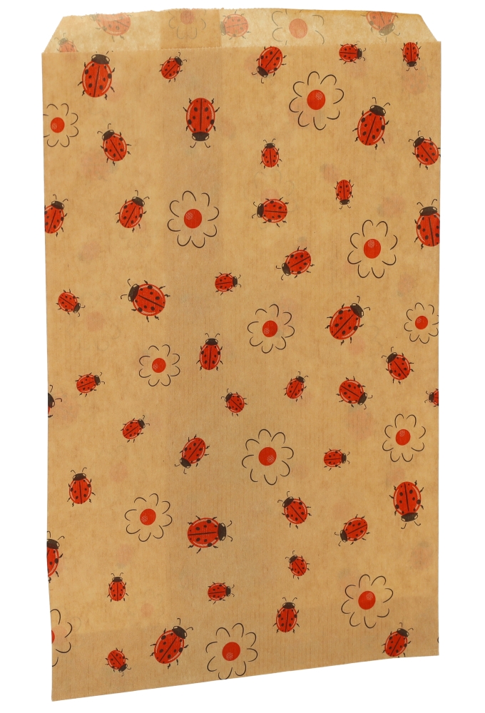 Cadeauzakjes Kraft Lieveheersbeestje & Bloem 17.5x26cm 1000st