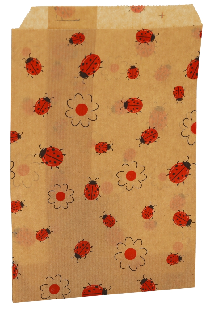 Cadeauzakjes Kraft Lieveheersbeestje & Bloem 13x19cm 1000stuks