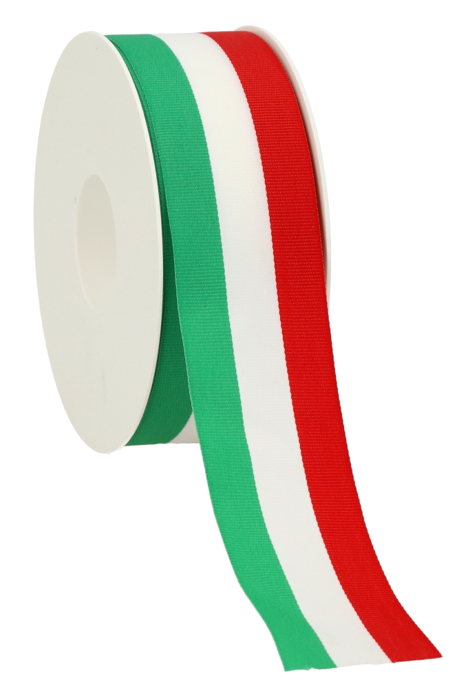 Cadeaulinten Stofband Italie Groen Wit Rood 4cm x 25meter