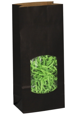 Blokbodemzakjes Zwart Venster 8.5x5x21.5cm 250ml 80grams 100stuks Blokbodemzakjes Zwart Venster 8.5x5x21.5cm 250ml 80grams 100stuks