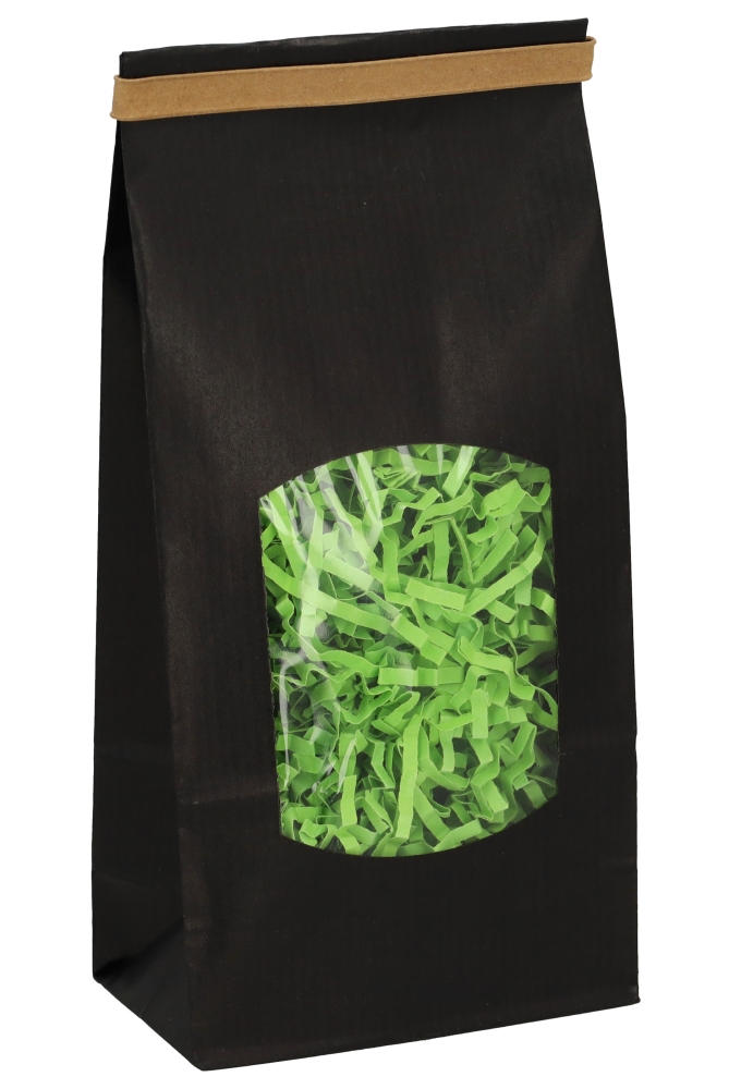 Blokbodemzakjes Zwart Venster 8.5x5x21.5cm 250ml 80grams 100stuks