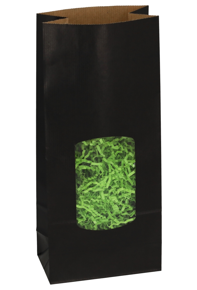 Blokbodemzakjes Zwart Venster 13.5x7.5x31.5cm 850ml 90grams 100stuks