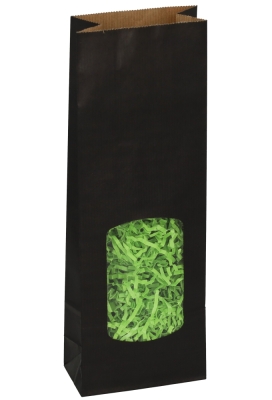 Blokbodemzakjes Zwart Venster 10x5.5x29cm 400ml 90grams 100stuks Blokbodemzakjes Zwart Venster 10x5.5x29cm 400ml 90grams 100stuks