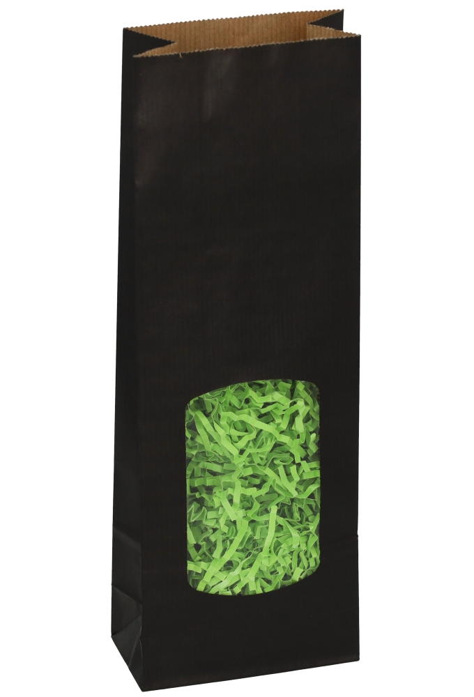 Blokbodemzakjes Zwart Venster 10x5.5x29cm 400ml 90grams 100stuks