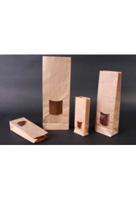 Blokbodemzakjes Kraft & Venster Sealbaar 9.5x6.5x29.5cm 100stuks Blokbodemzakjes Kraft & Venster Sealbaar 9.5x6.5x29.5cm 100stuks