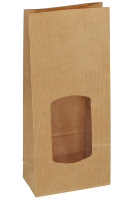 Blokbodemzakjes Kraft & Venster 13.5x7.5x31.5cm 850ml 100stuks Blokbodemzakjes Kraft & Venster 13.5x7.5x31.5cm 850ml 100stuks