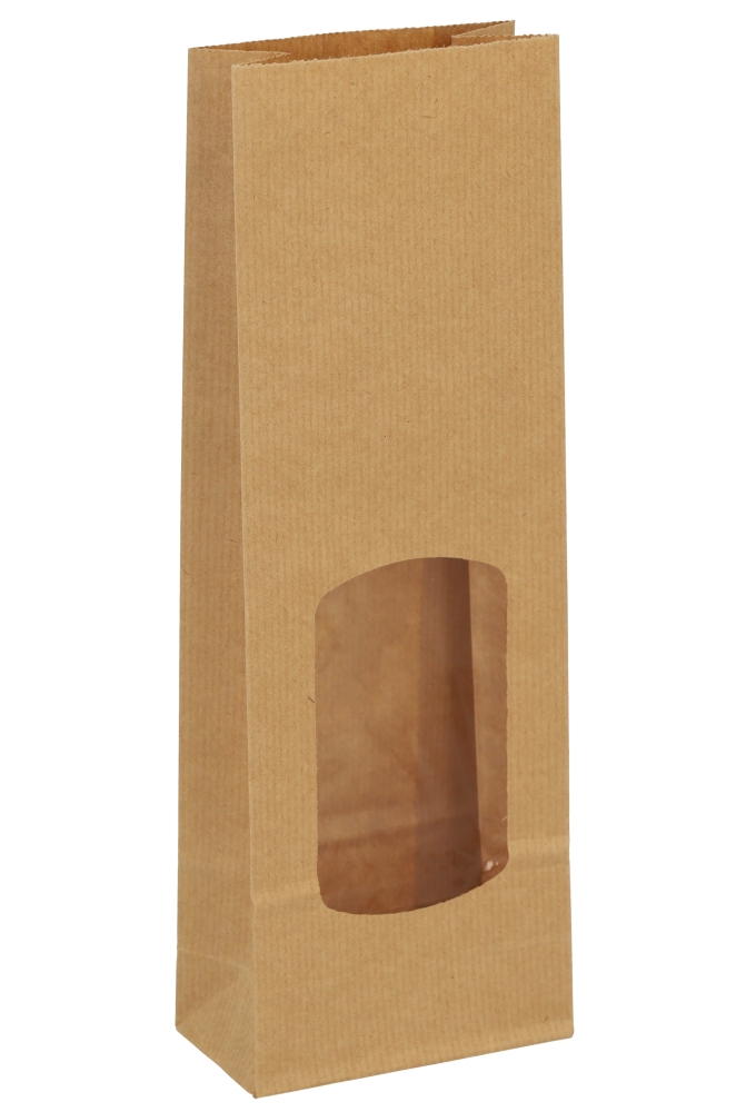 Blokbodemzakjes Kraft & Venster 10x5.5x29cm 400ml 90grams 100stuks Blokbodemzakjes Kraft & Venster 10x5.5x29cm 400ml 90grams 100stuks