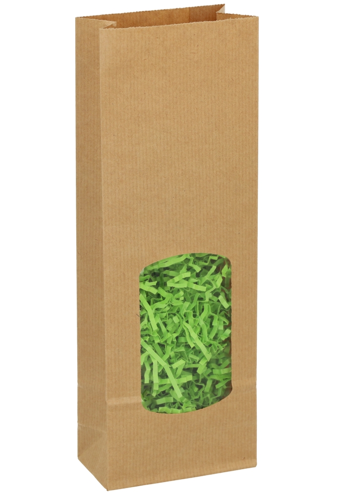Blokbodemzakjes Kraft & Venster 10x5.5x29cm 400ml 90grams 100stuks Blokbodemzakjes Kraft & Venster 10x5.5x29cm 400ml 90grams 100stuks