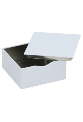 Blikken Blanco Wit Rechthoekig Met Losse Deksel 7.5x7.5x3.5cm 1stuks