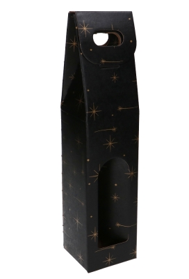 Luxe Wijndozen Vigo Zwart Stars voor 1 fles 9x9x37cm 49stuks Luxe Wijndozen Vigo Zwart Stars voor 1 fles 9x9x37cm 49stuks