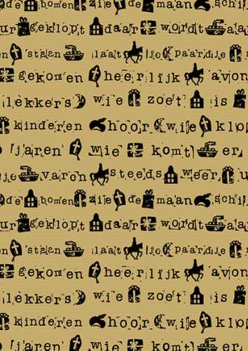 Sintpapier Bruin Kraft Sint Stempel Zwart 30cm x 250meter