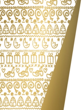 Sintpapier Dubbelzijdig Sinterklaas Mijter & Staf 50cm x 200meter Sintpapier Dubbelzijdig Sinterklaas Mijter & Staf 50cm x 200meter