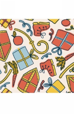 Sintpapier Trendy Sint Mijter & Staf 50cm x 200meter