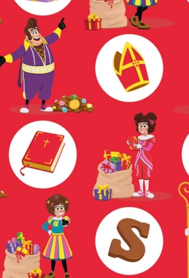 Sintpapier Trendy 70grs Pieten Parade Rood 30cm  x  200meter