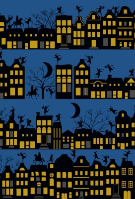 Sintpapier Trendy 70grs Avond in de Stad 30cm x 200meter Sintpapier Trendy 70grs Avond in de Stad 30cm x 200meter