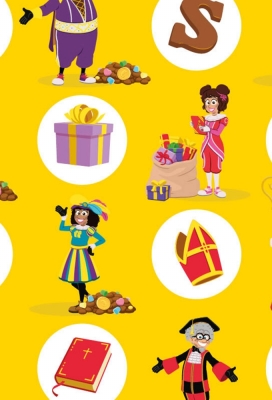 Sintpapier Trendy 70grs Pieten Circus Geel 30cm  x  200meter