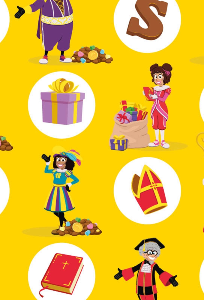 Sintpapier Trendy 70grs Pieten Circus Geel 70cm  x  200meter