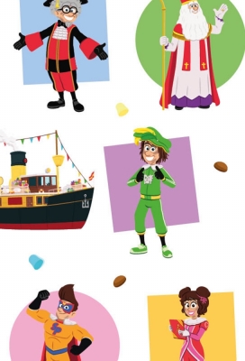 Sintpapier Trendy 80grs Pietenfeest Illustraties 50cm  x  200meter