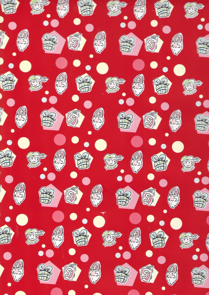 Sintpapier Trendy Sinterklaas Wie Kent Hem Niet Rood 50cm x 125meter Sintpapier Trendy Sinterklaas Wie Kent Hem Niet Rood 50cm x 125meter